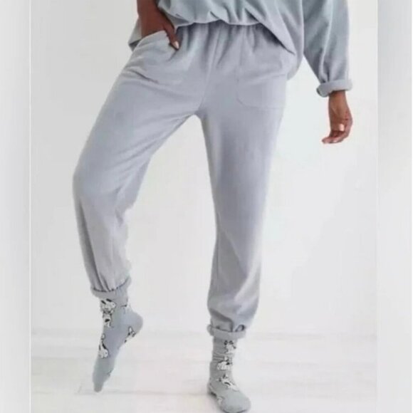 Aerie Real Obsessed Velour Joggers Light Blue XXL Long Plush Lounge Pants - Picture 1 of 8